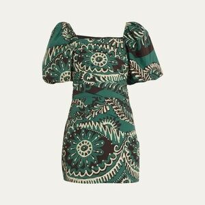 Sea NY Charlough Printed Puff-Sleeve Mini Dress - NWT